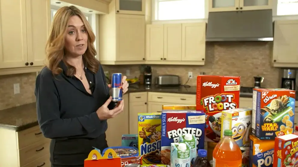 Researcher Maureen Potvin Kent displays some of the products advertised to children and teens online.