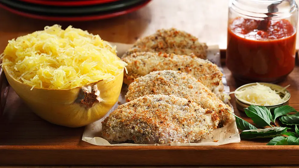 Chicken parmigiana with spaghetti squash