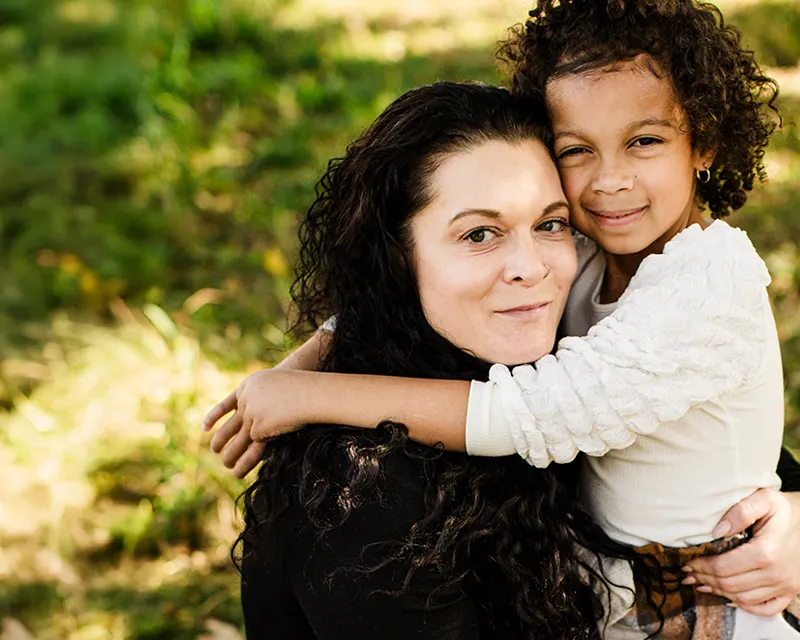 Eight-year-old Nora Evelyn who’s living with congenital heart disease, with her mother Aleasha.